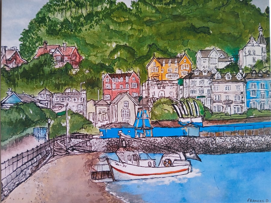 Llandudno pier view North Wales Watercolour print A5