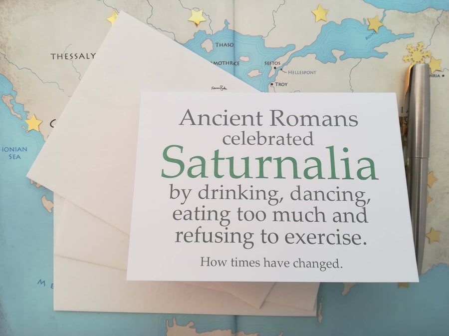 SECONDS SALE - Saturnalia Card, 6x4, Funny Christmas Cards