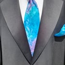 Fabulous and Funky ! Stunning Pure Silk Tie and Pocket Square Set. Unique !