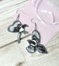 Magpie earrings, mismatched two for joy bird earrings on steel wires - Image 3