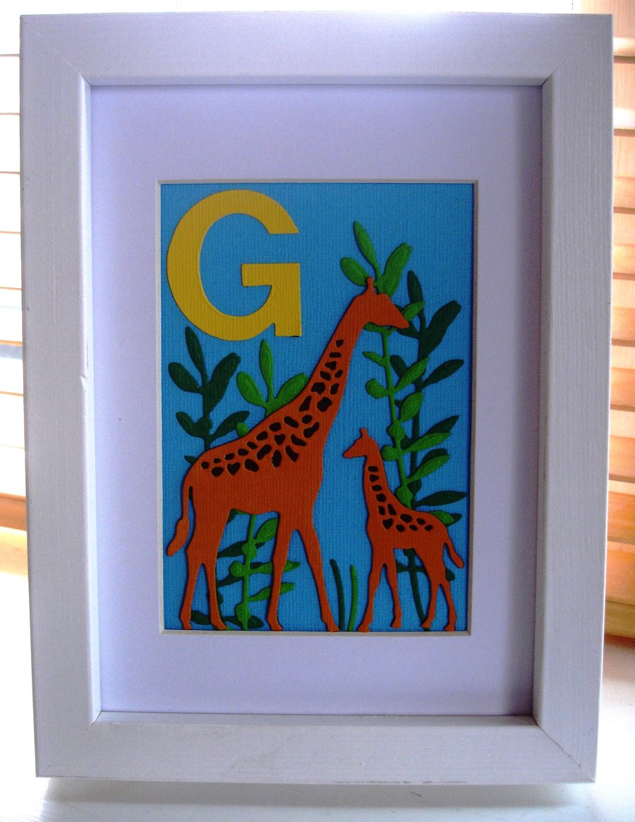 Giraffe Mother and Baby Artwork Nursery Decor for nursery or playroom