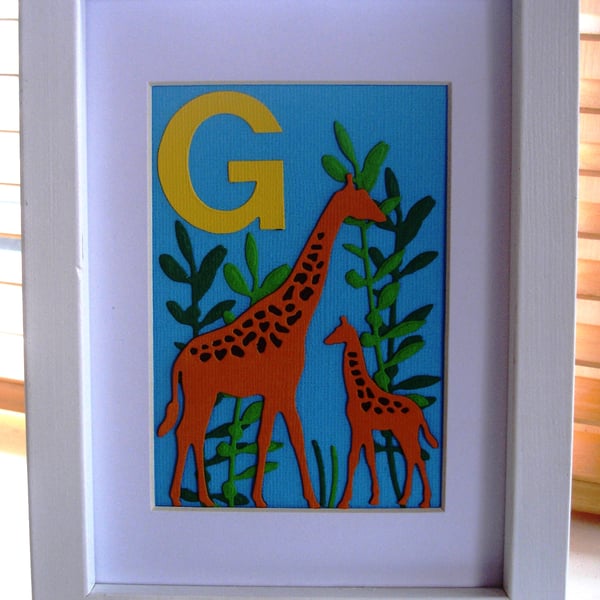 Giraffe Mother and Baby Artwork Nursery Decor for nursery or playroom