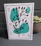 Boho art inspired modern botanical greeting card - Jade