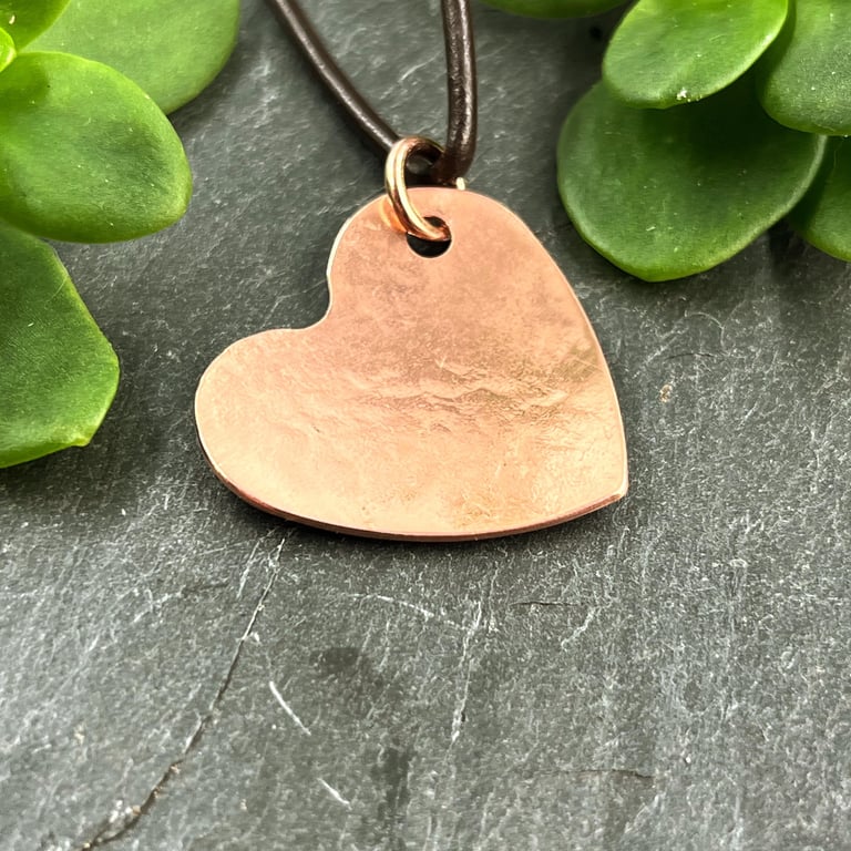 Hammered Heart Copper Pendant Romantic Gift for Women Recycled Jewelry Handcraft