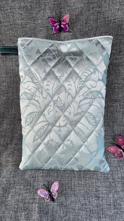 Padded Book Sleeve, Cover, Pouch pale sage Green 