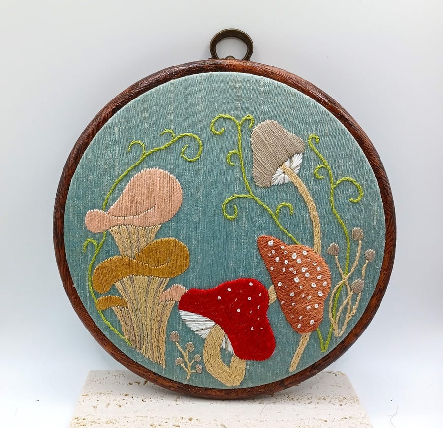 Mushroom Embroidery Hoop, Toadstool Embroidery Hoop, Nature Embroidery, Hand Emb