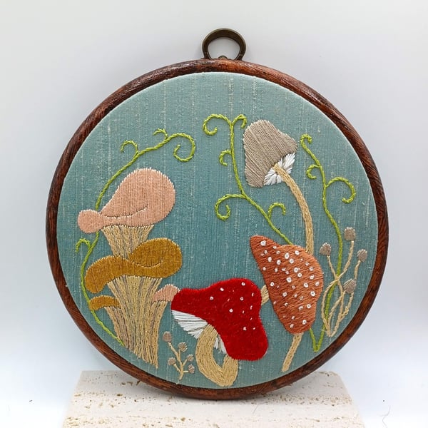 Mushroom Embroidery Hoop, Toadstool Embroidery Hoop, Nature Embroidery, Hand Emb
