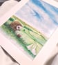 Watercolour print of a Southdowns Sussex Hedgehog - Image 3