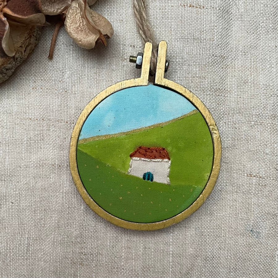 Little House  Embroidery Decoration, Christmas Decoration 