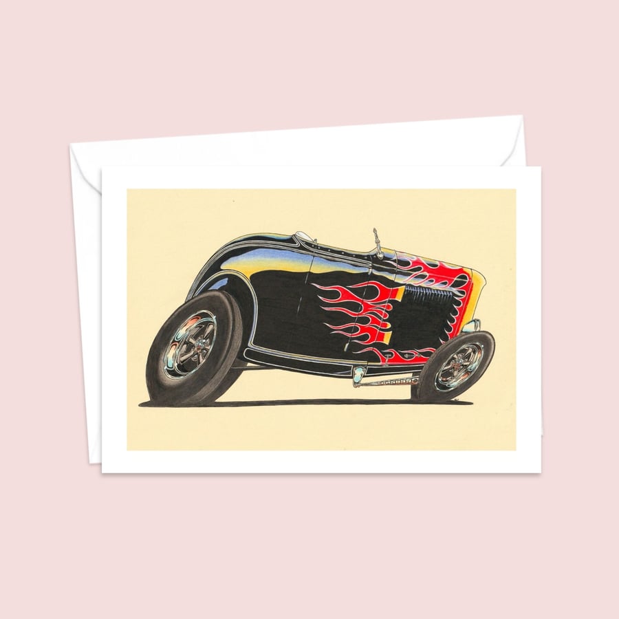 Roadster Greeting Card: Detailed Hand Drawn Illustration for a Car Lover (409)