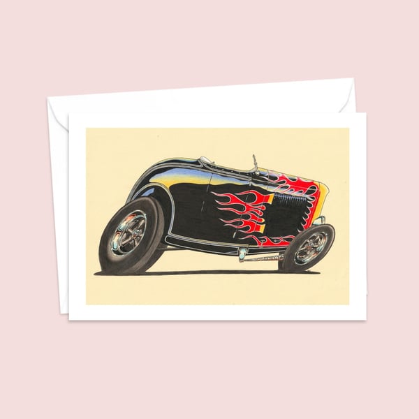Roadster Greeting Card: Detailed Hand Drawn Illustration for a Car Lover (409)