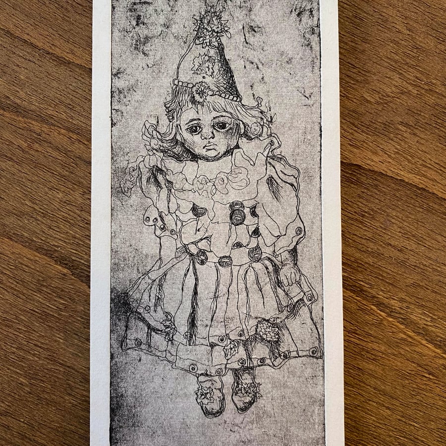 Pierrot Doll Etching - Pollocks Toy Museum - perfectly imperfect sale! 