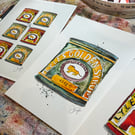 Hand Finished Watercolour A4 Art Print - Lyle's Syrup Tin