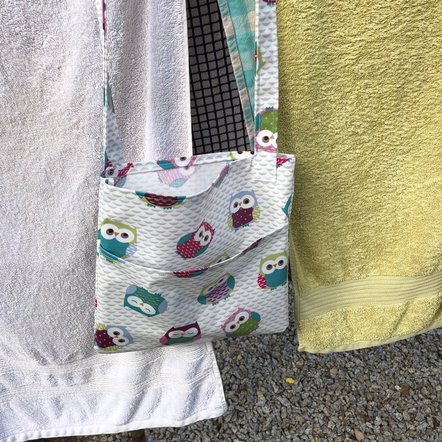 Over The Shoulder PVC Cotton Owl Themed Peg Bag