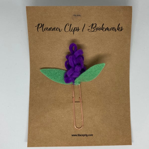 Purple Felt Lavender Flower & Rose Gold Planner Clip