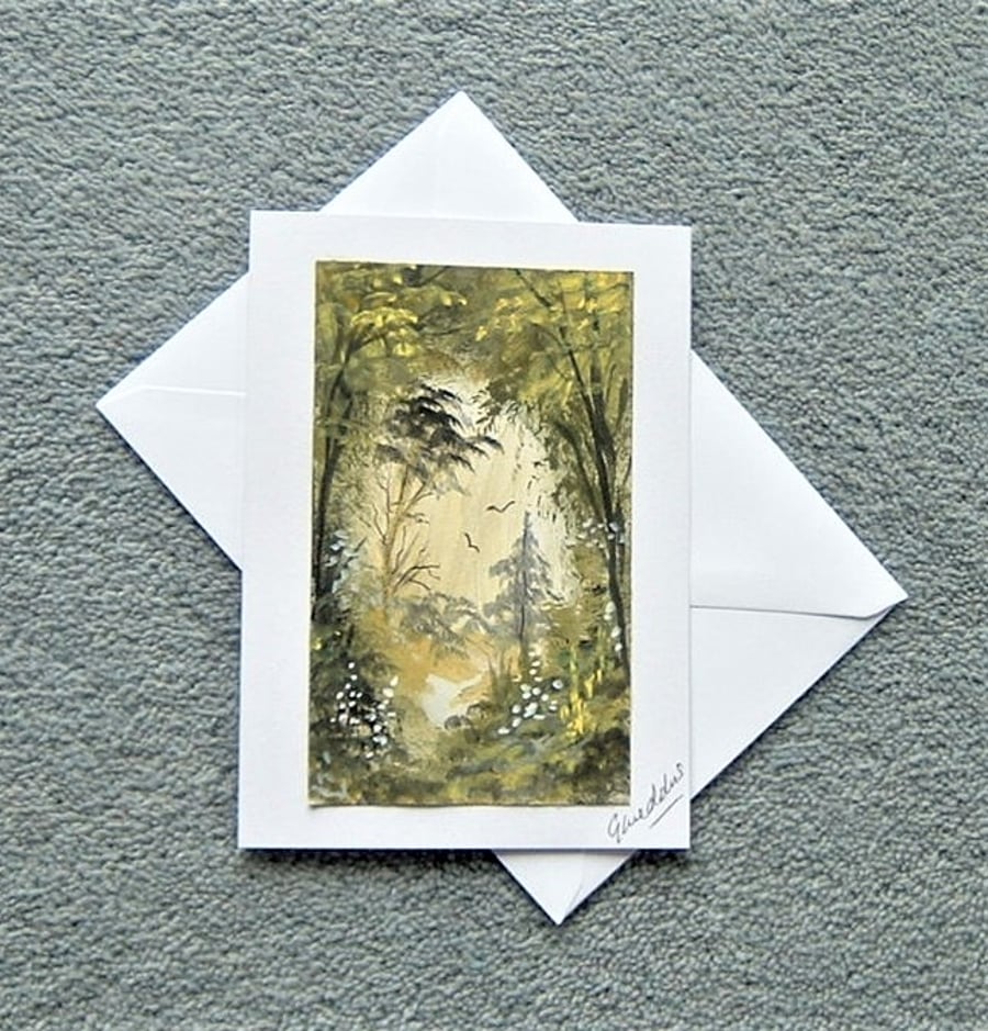 original art landscape blank greetings card ( ref F 317 )