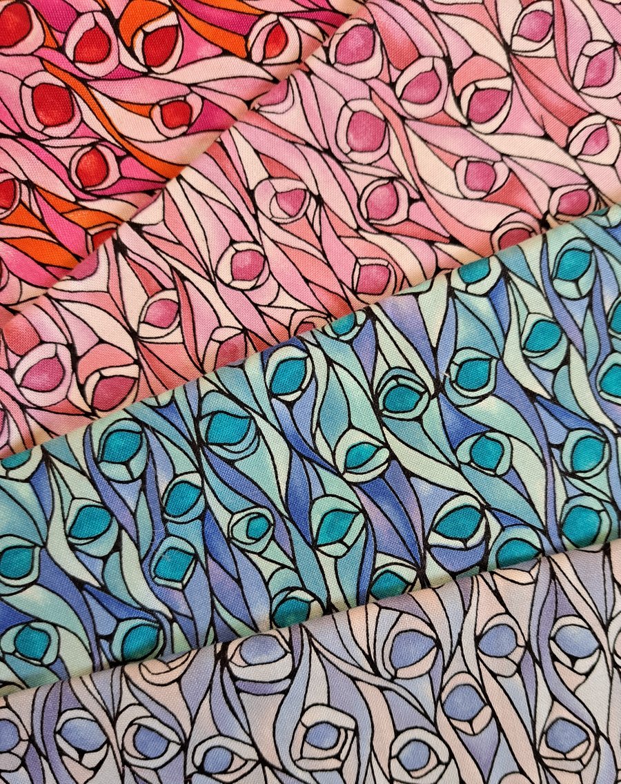 Four pieces of quilting fabric