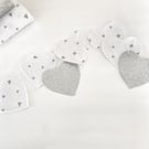 Heart Garland in White and Sparkly Silver