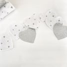Heart Garland in White and Sparkly Silver - Perfectly Imperfect