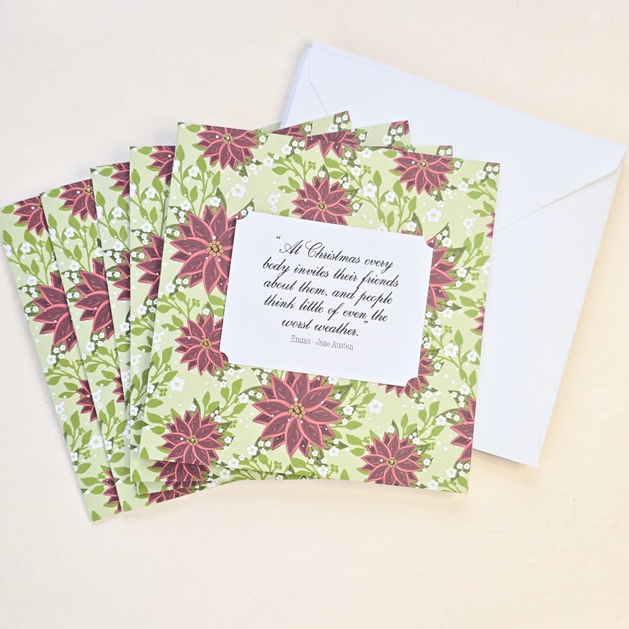 Jane Austen Christmas Card Set (Pack of 5); Mr. Weston Quote from Emma;