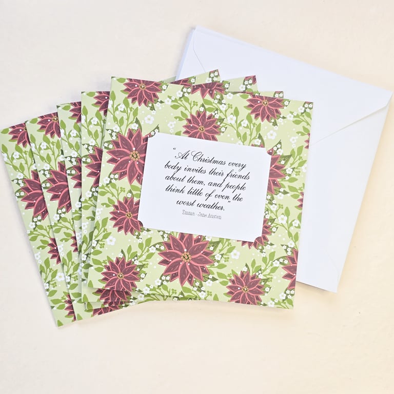 Jane Austen Christmas Card Set (Pack of 5); Mr. Weston Quote from Emma;