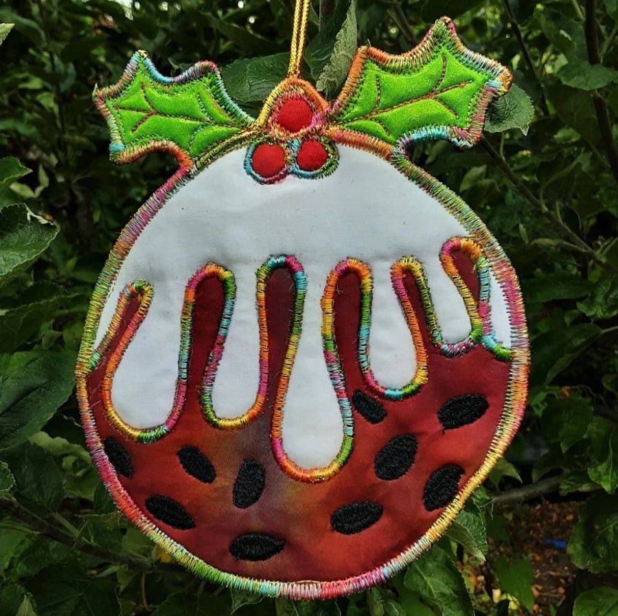Festive Christmas Pudding Hanging Decoration 