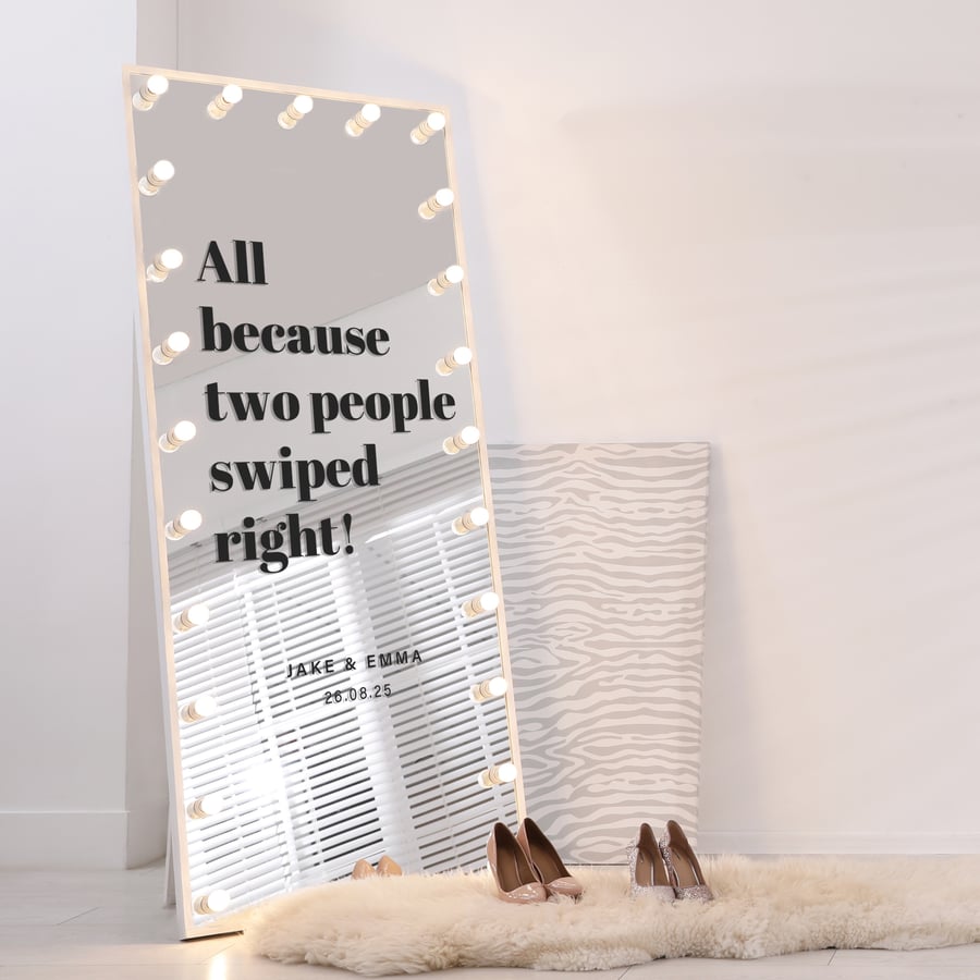 Swiped Right  - Abril Mirror Sticker: Custom Wedding Decor, Personalised Decal