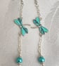 Gorgeous Dangly Dragonfly Earrings - Silver Tones - Image 4