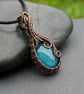 Copper Wire Wrapped Pendant with Green Dichroic Glass - Image 5