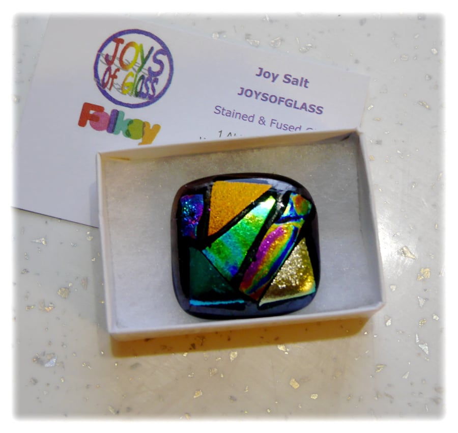Brooch Dichroic Fused Glass 040 Abstract Handmade