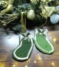Set of 3 Red Felt Mini Stocking Christmas Tree Decoration with silver trim - Image 2