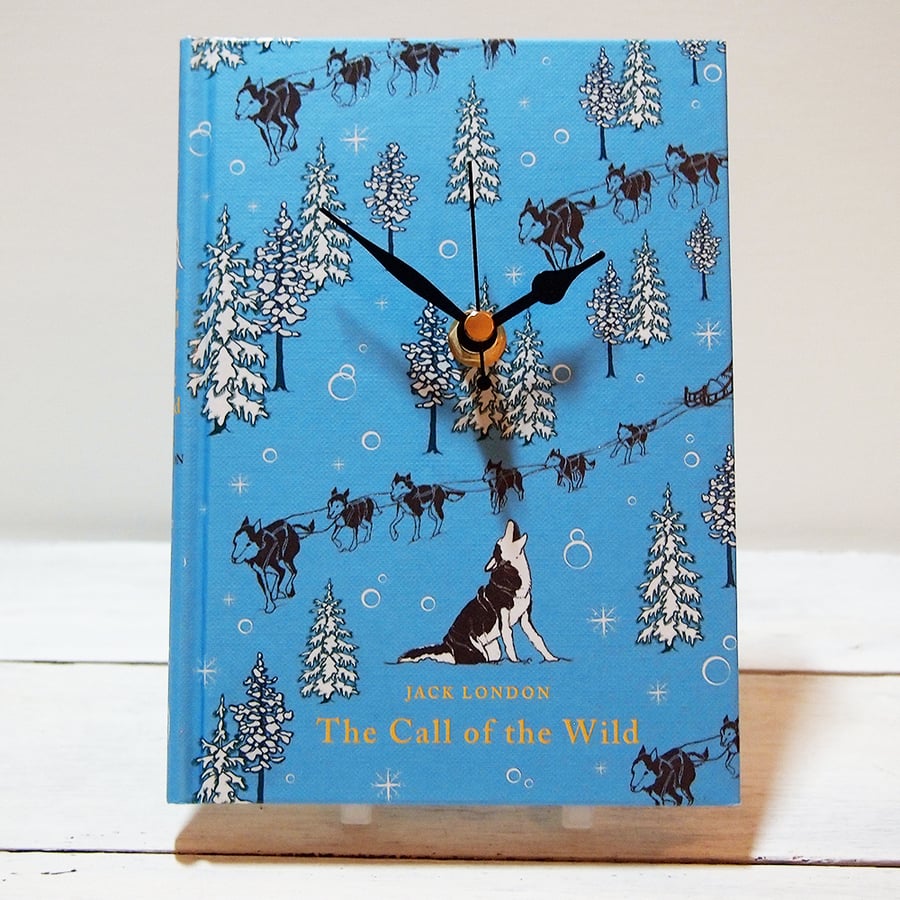 SALE Clock upcycled from the book Call of the Wild by Jack London.