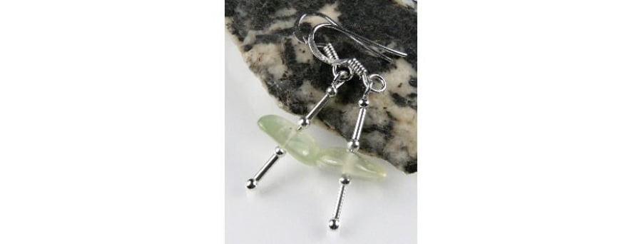 Natural stone drop earrings, sterling silver, slices, rondelles - 8 options