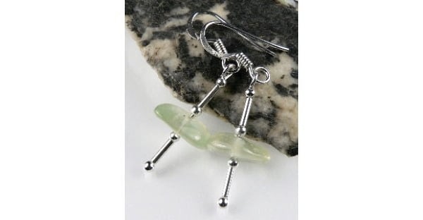 Natural stone drop earrings, sterling silver, slices, rondelles - 8 options