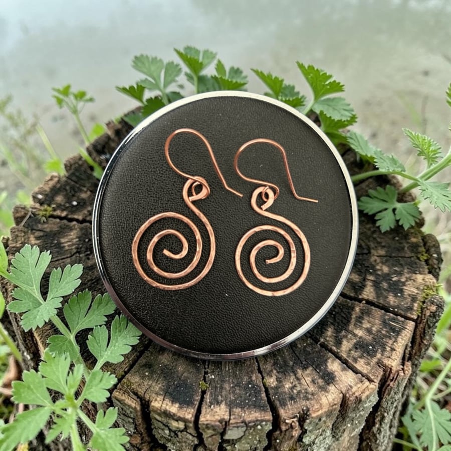 Spiral Dangle Earrings, Boho, Celtic, Spiritual