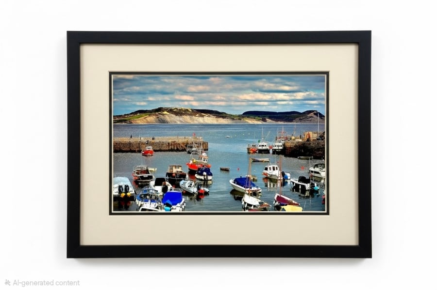 Clouds Over Lyme Regis Harbour Boats Photo Print Dorset Devon