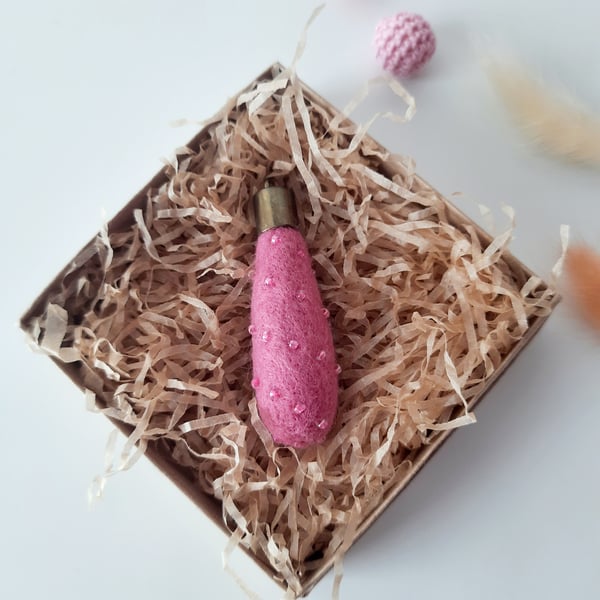 Seconds Sunday- Needle Felted Merino Wool Pendant-Dusky Pink