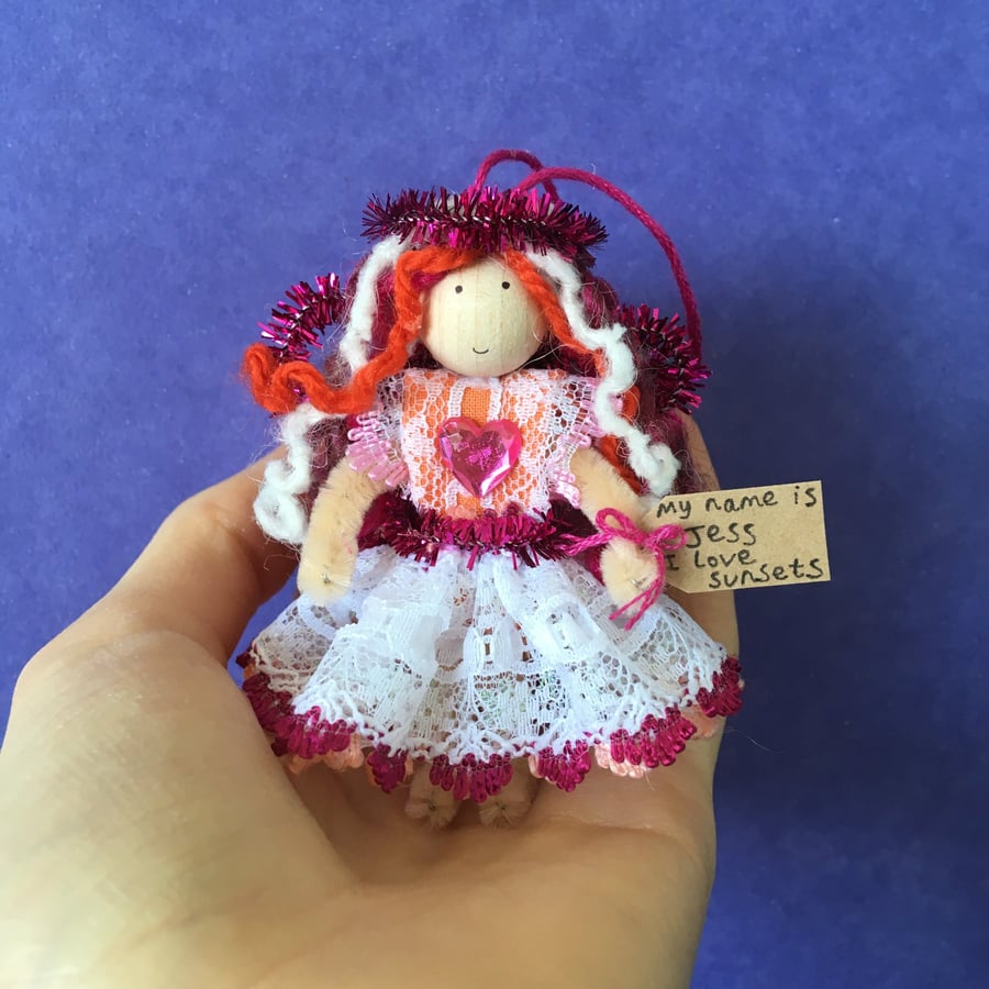 Tiny Lesbian Flag Inspired Fairy Doll Decoration, LGBTQ Pride 