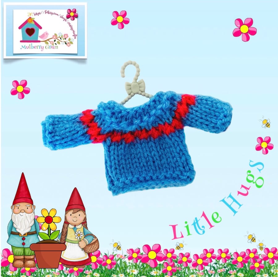 Bright Blue and Red Jumper to fit the Little Hug Dolls