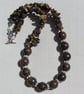 Brown Bronzite & Gold Tiger Eye Gemstone Chunky Statement Necklace "Cognac" - Image 4