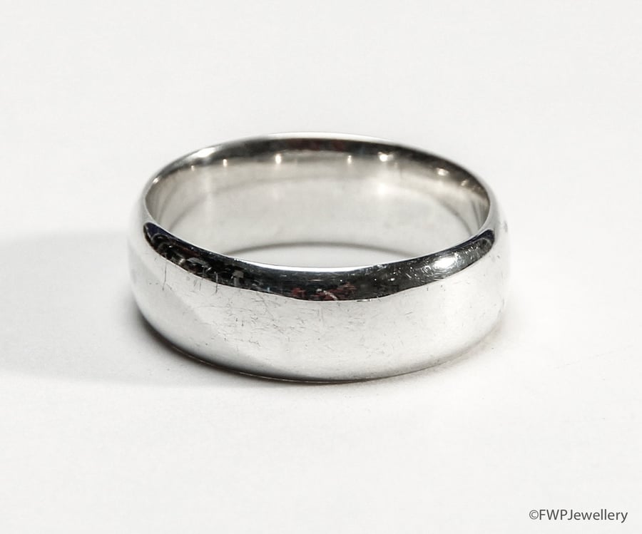 Wide Silver Band for Men, Size V