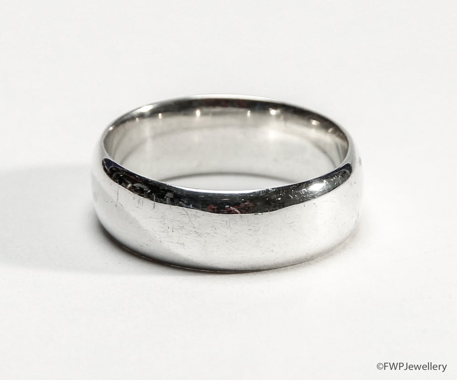 Wide Silver Band for Men, Size V