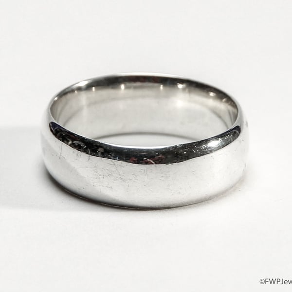 Wide Silver Band for Men, Size V