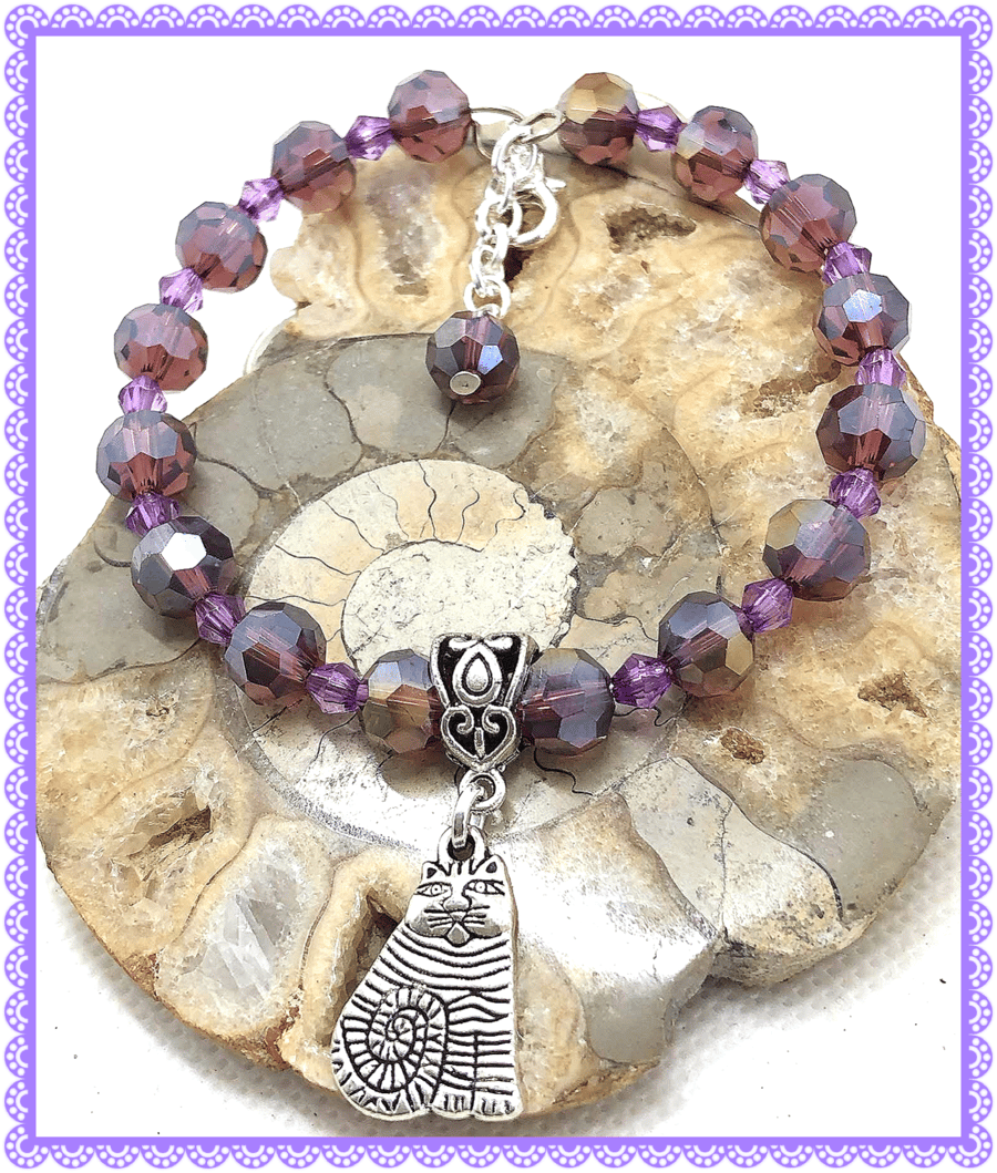 One of a Kind Cat bangle style bracelet 