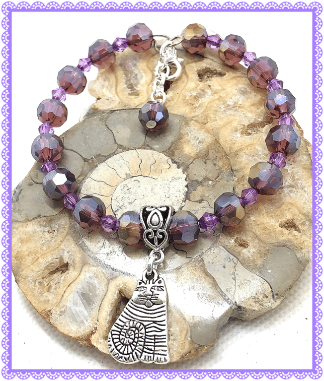 One of a Kind Cat bangle style bracelet 