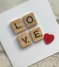 Handmade Scrabble Tile Love Card, Anniversary, Wedding - Image 3