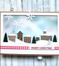 Nordic Christmas Card - houses, village, snow, trees, blank inside. 3D - Image 4
