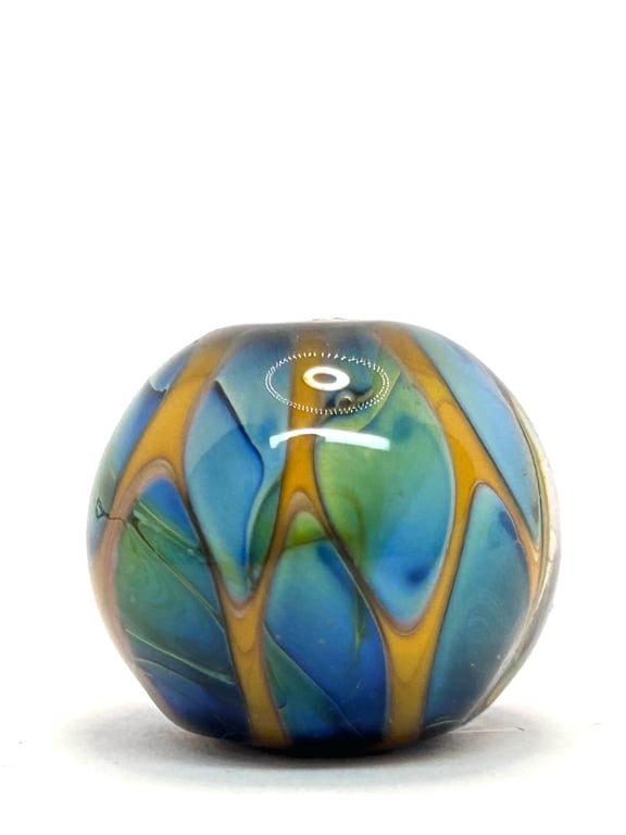 Handmade brown and iridescent lamp work glass beads