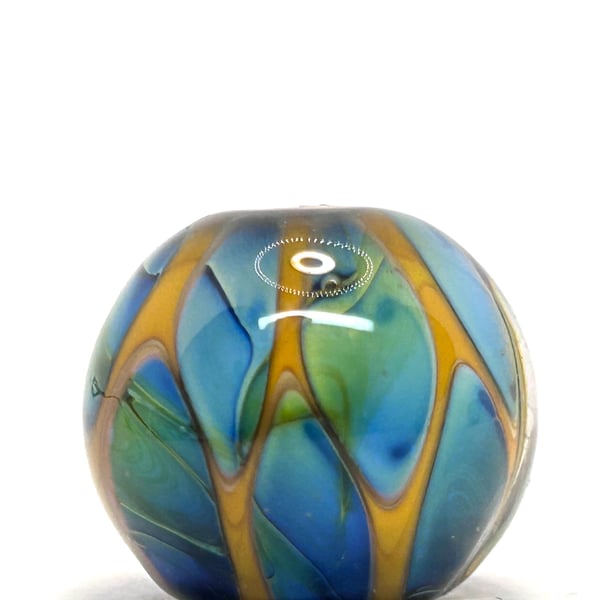 Handmade brown and iridescent lamp work glass beads
