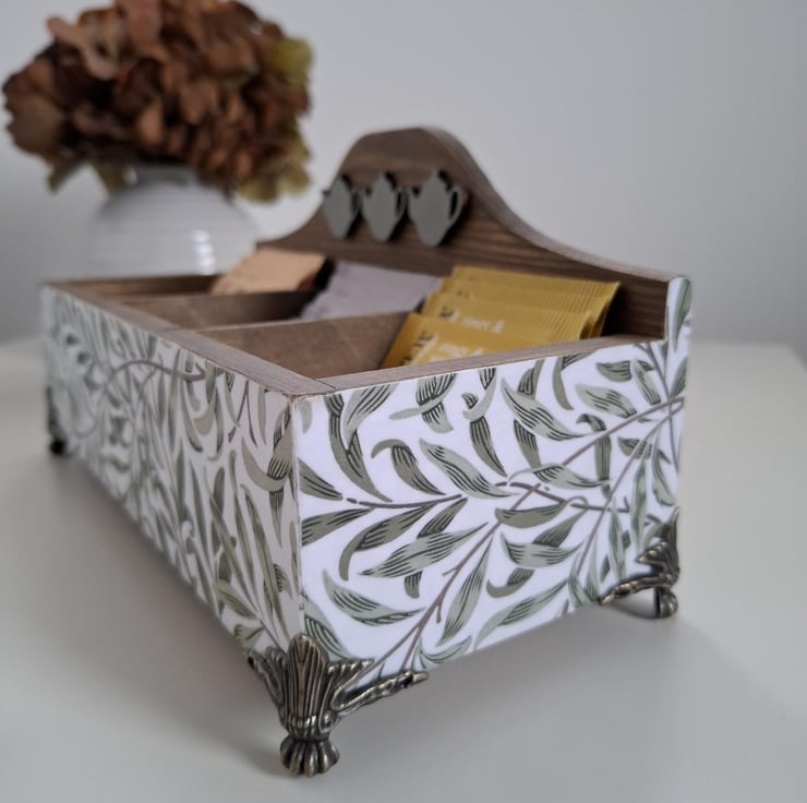 Decoupaged Wooden Tea Box, Hand Painted Floral ... - Folksy